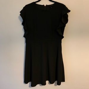 Black mini dress with loose ruffled short sleeves